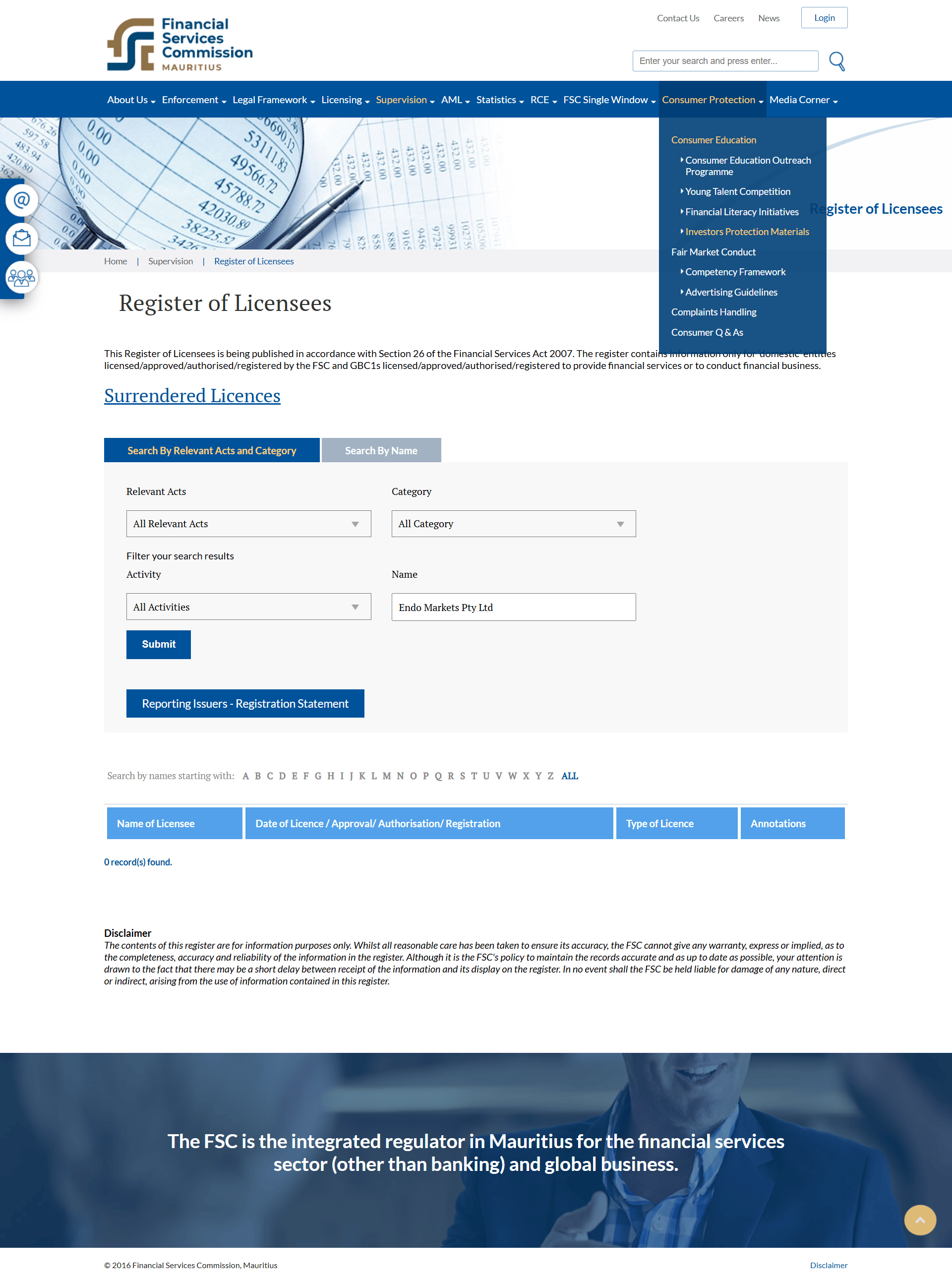 Financial Services Commission, Mauritius(FSC)Official Website