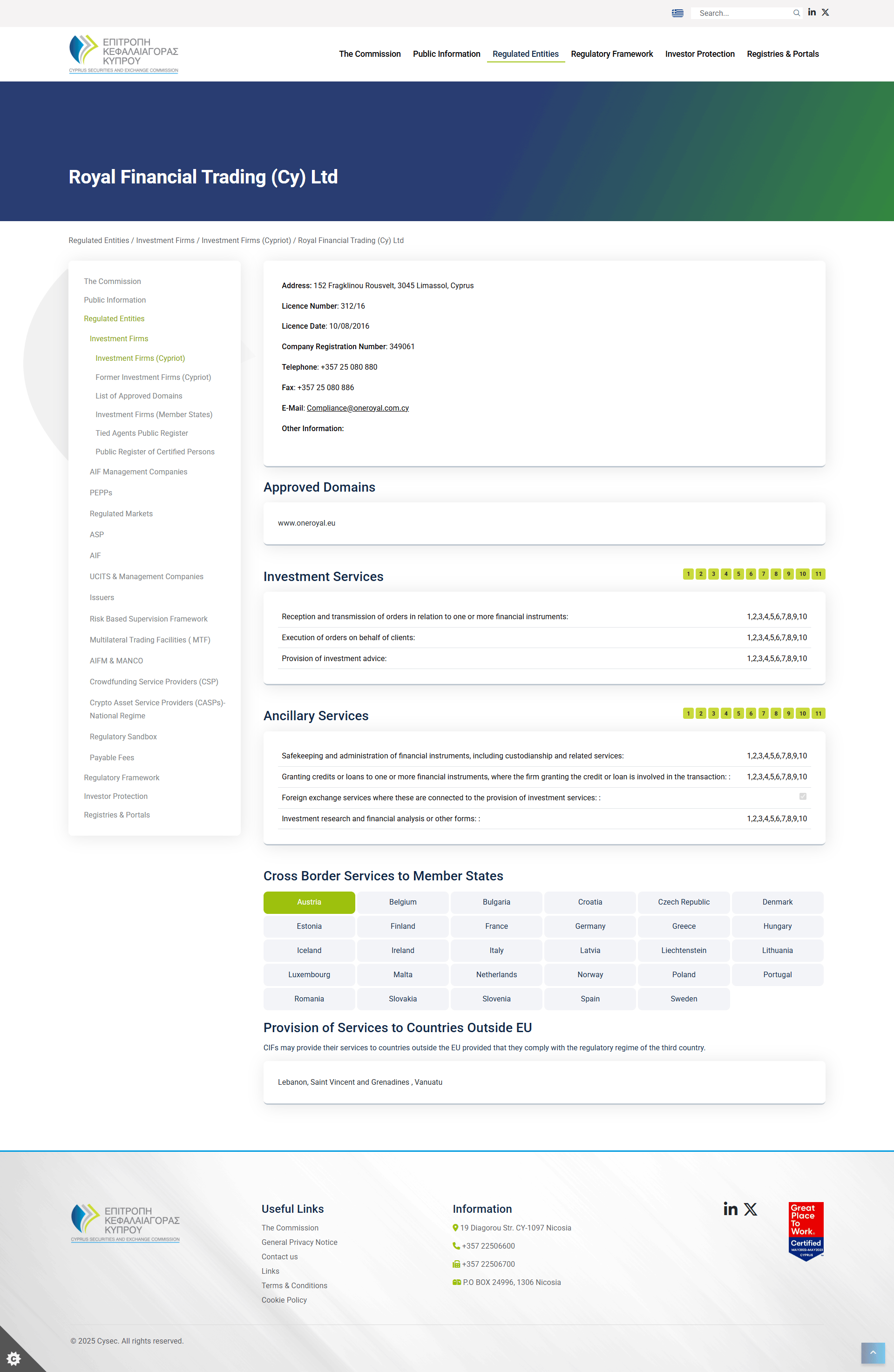 CYPRUS SECURITIES AND EXCHANGE COMMISSSION(CySEC)
