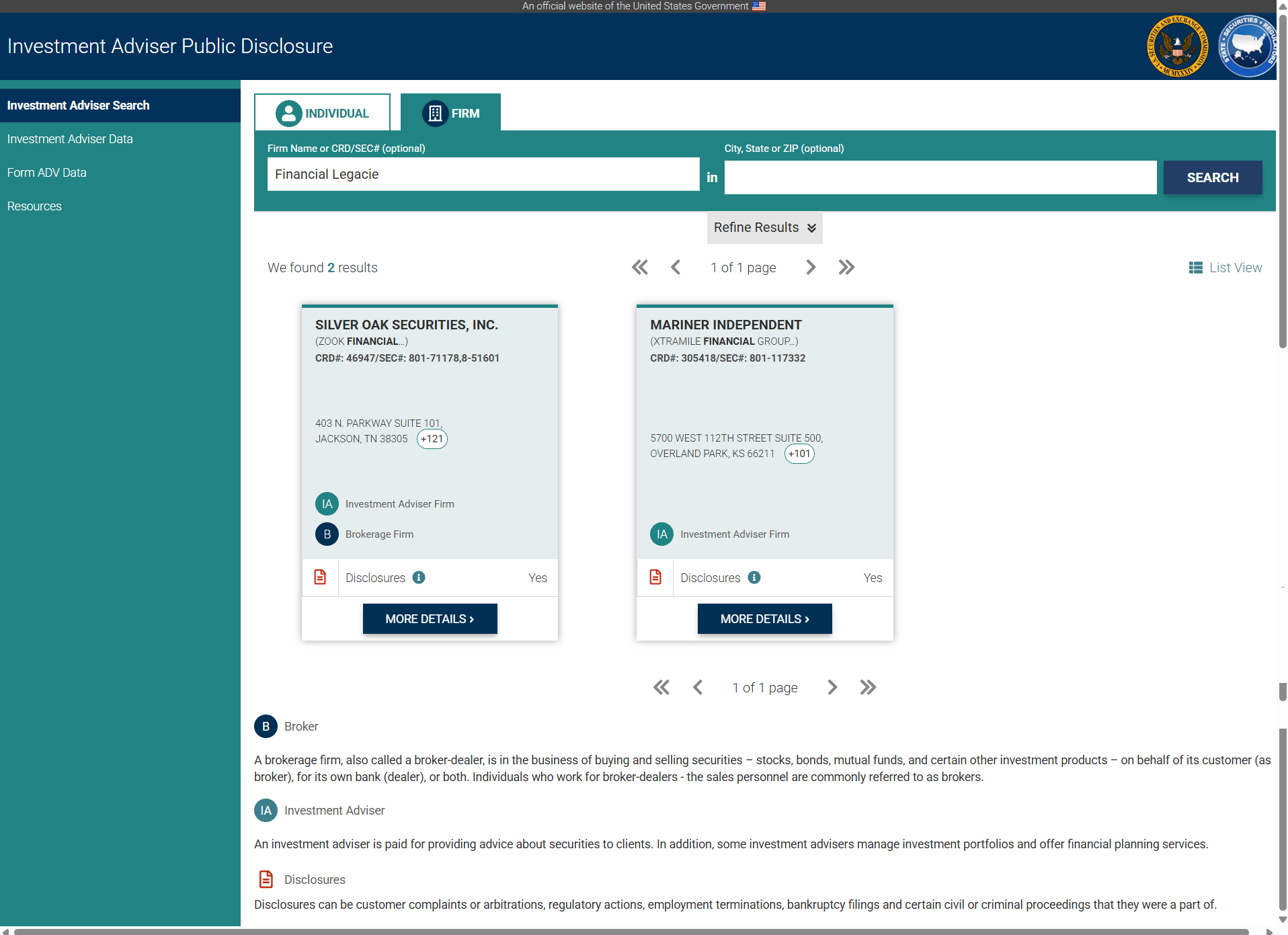 Investment Adviser Public Disclosure（IAPD）