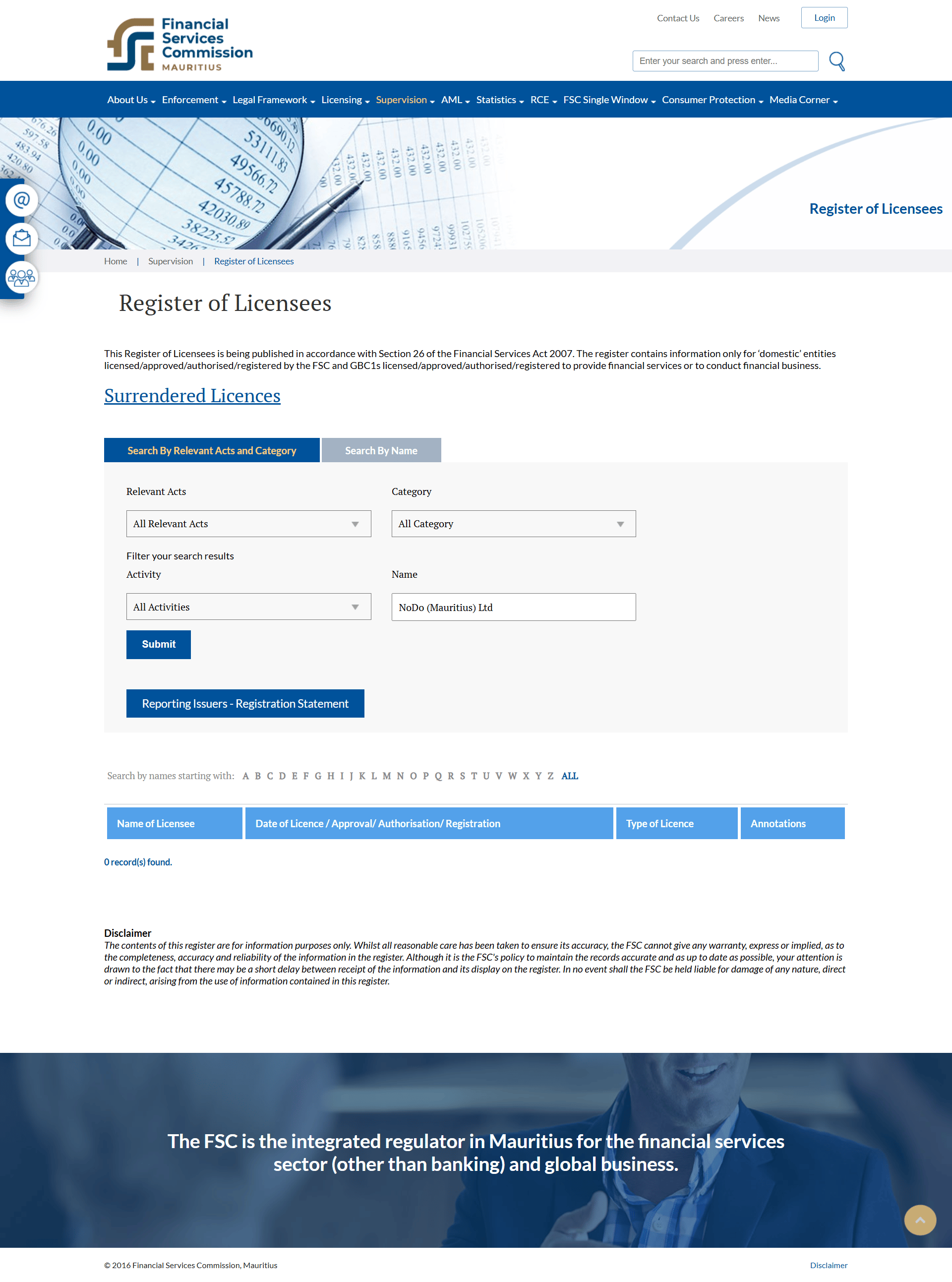 Financial Services Commission, Mauritius(FSC)Official Website