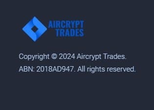 ABN number from the Australian Business Register displayed in the footer of Aircrypt Trades' official website