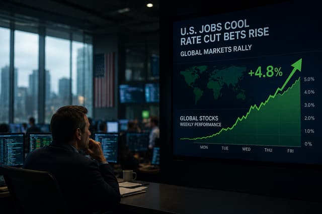 Global Stocks Eye Best Week Since May as US Job Cools Rate Hike Fears