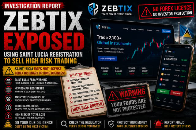 คำเตือนความเสี่ยง Zebtix: แพลตฟอร์มใหม่ที่ไม่มีการกำกับดูแลที่ลงทะเบียนใหม่ในปี 2026