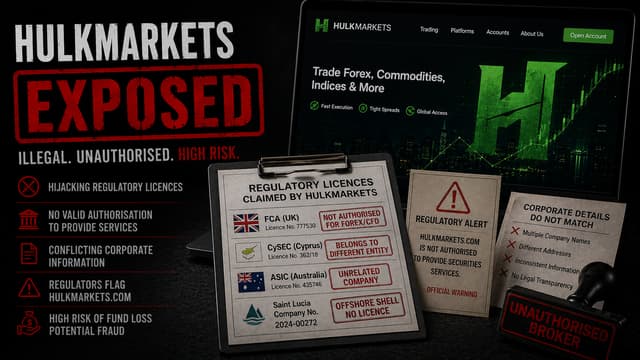 HulkMarkets चेतावनी: दूसरे प्लेटफॉर्म के लाइसेंस चोरी और रूस की अवैध सूची