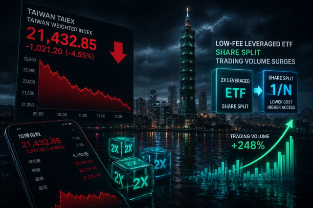台湾加权指数大跌千点，低费率杠杆ETF份额拆细引发交易量井喷