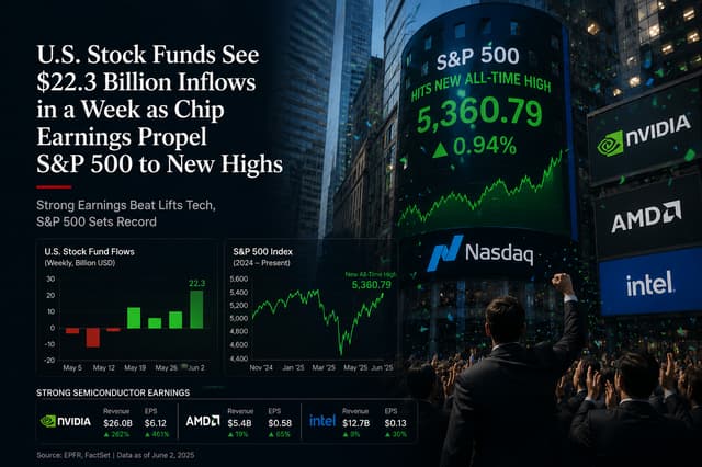 米国株式ファンドに1週間で223億ドル流入、半導体の決算がS&P500の最高値更新を後押し