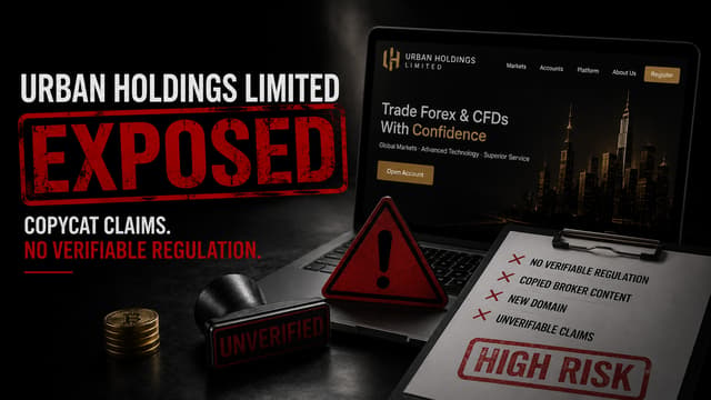 Urban Holdings Limited is suspected of fraud, with the website content entirely plagiarized from XM