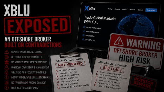 XBlu शेल कंपनी का संदेह: लंदन और दुबई में संचालन का दावा लेकिन कोई पता या लाइसेंस नहीं