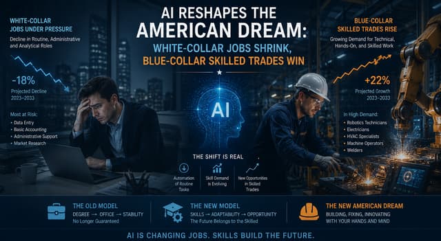 AIがアメリカンドリームを再構築：ホワイトカラーの職が縮小し、ブルーカラーの技術職が新たな勝者に
