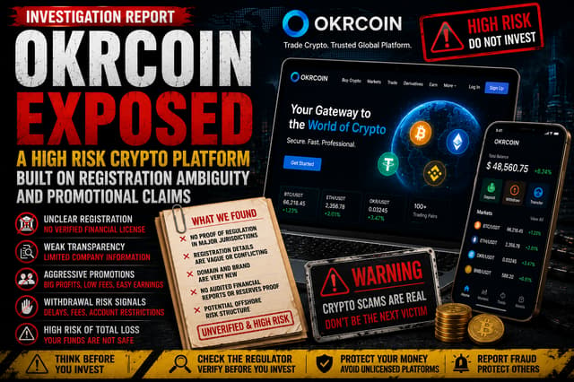 OKRCOIN แพลตฟอร์มใหม่ที่มีความเสี่ยงสูงและไม่มีการกำกับดูแล