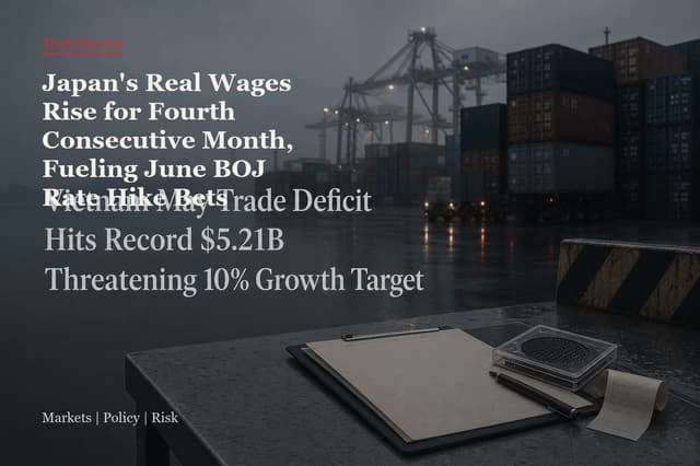 Japan's Real Wages Rise for Fourth Consecutive Month, Fueling June BOJ Rate Hike Bets