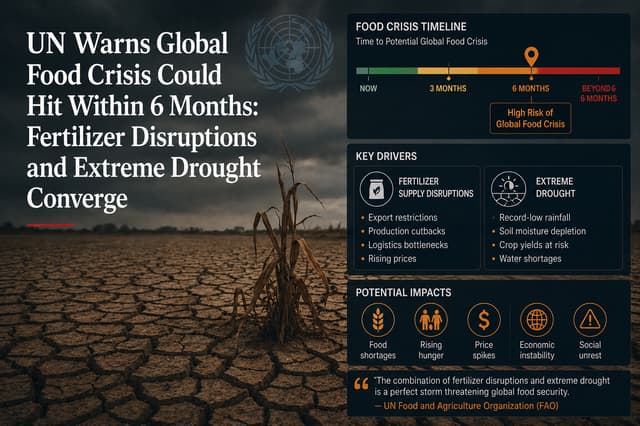 ONU Advierte de Crisis Alimentaria Global en 6 Meses por Bloqueo de Fertilizantes y Sequía