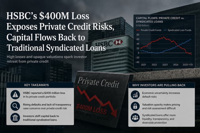 Убыток HSBC на $400 млн высветил риски частного кредитования: заемщики возвращаются к синдицированны