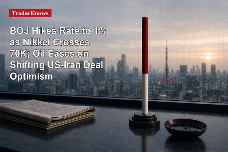 BOJ Hikes Rate to 1% as Nikkei Crosses 70K; Oil Eases on Shifting US-Iran Deal Optimism