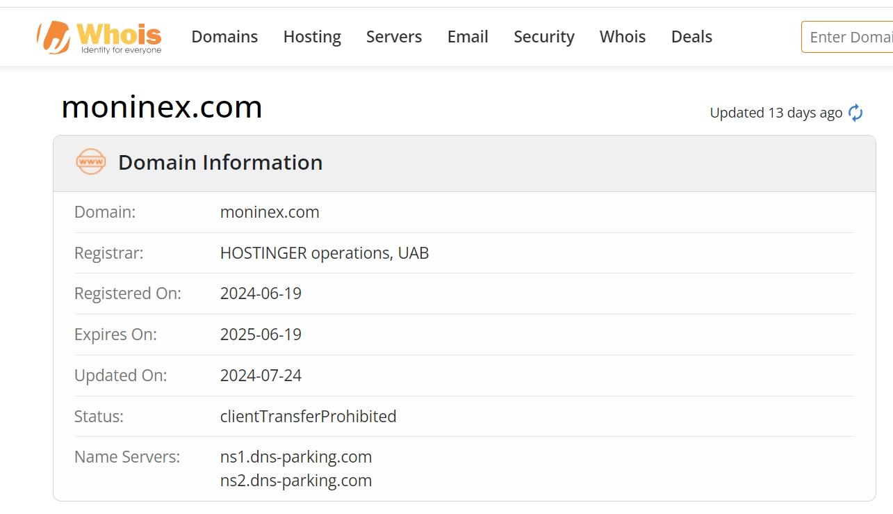 Moninex Whois information