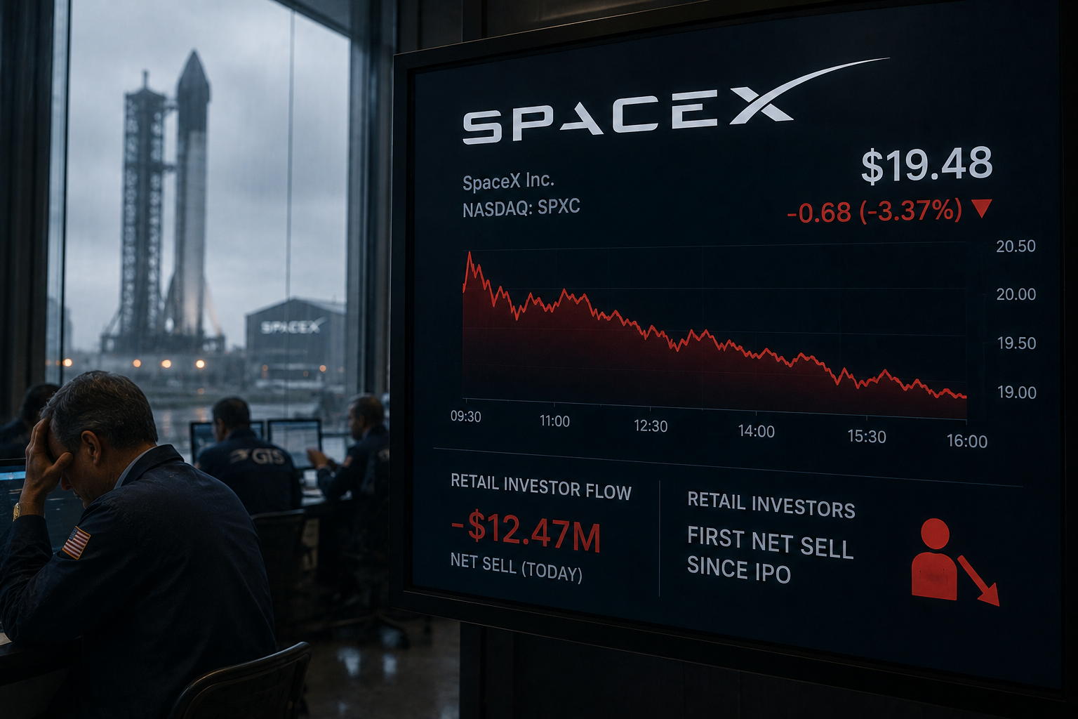 SpaceX Shares Pull Back Over 3% as Retail Investors Turn Net Sellers for First Time Since IPO