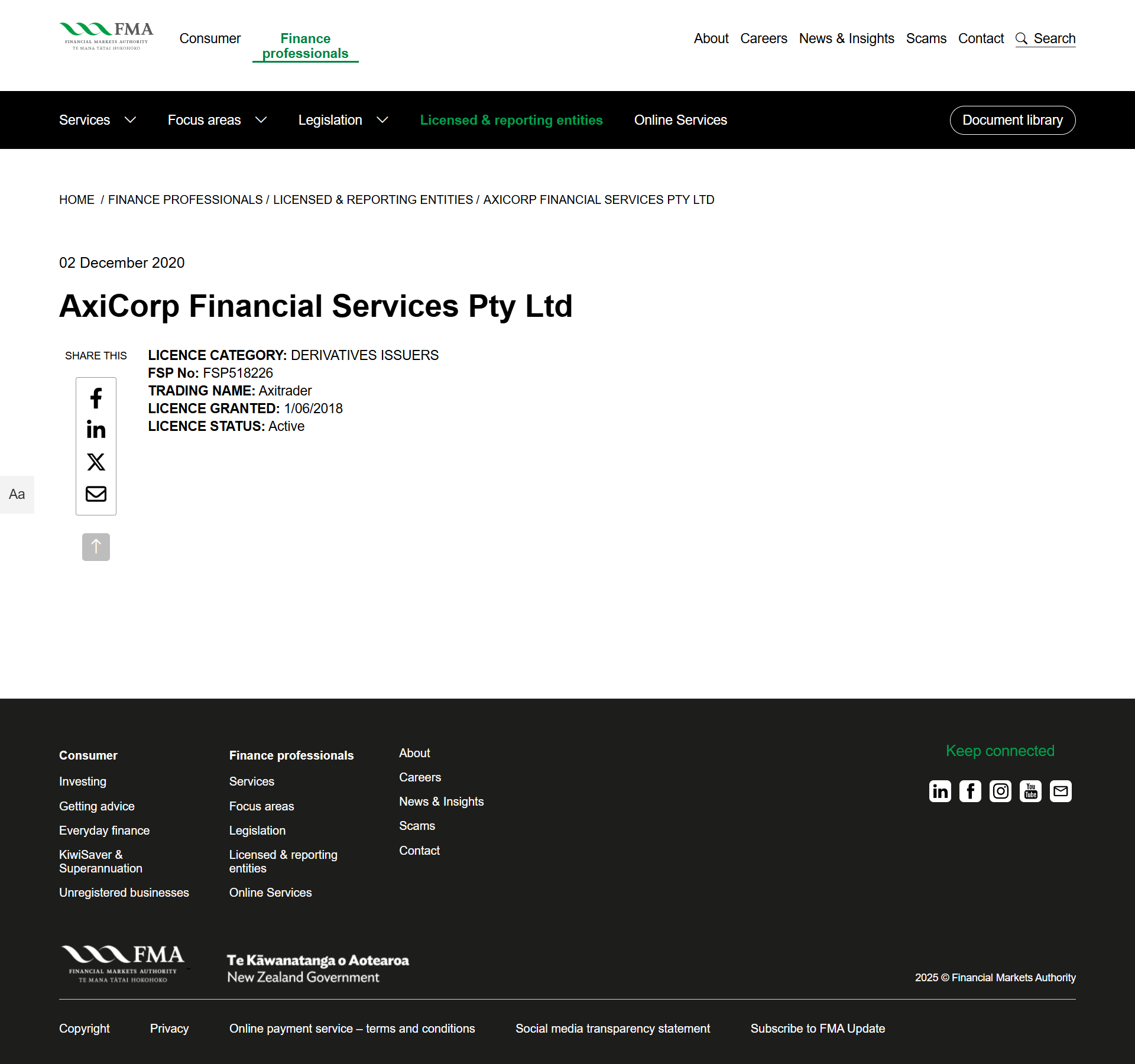 Financial Markets Authority, New Zealand Official Website