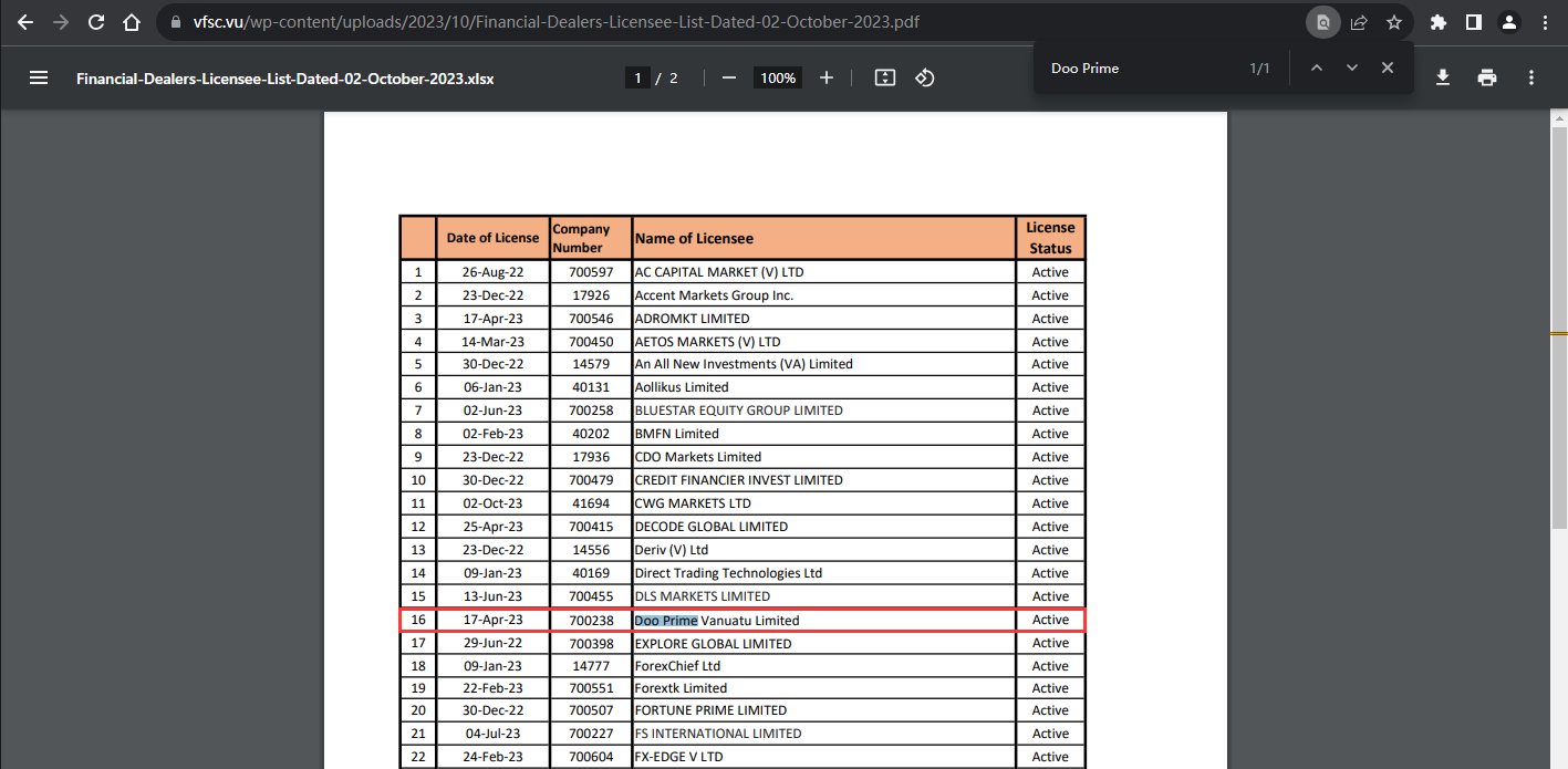 The official website shows the company's regulatory information query