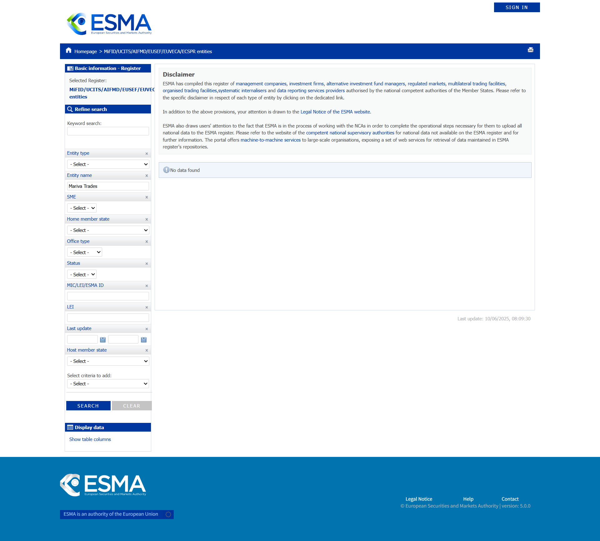 European Securities and Markets Authority(ESMA)
