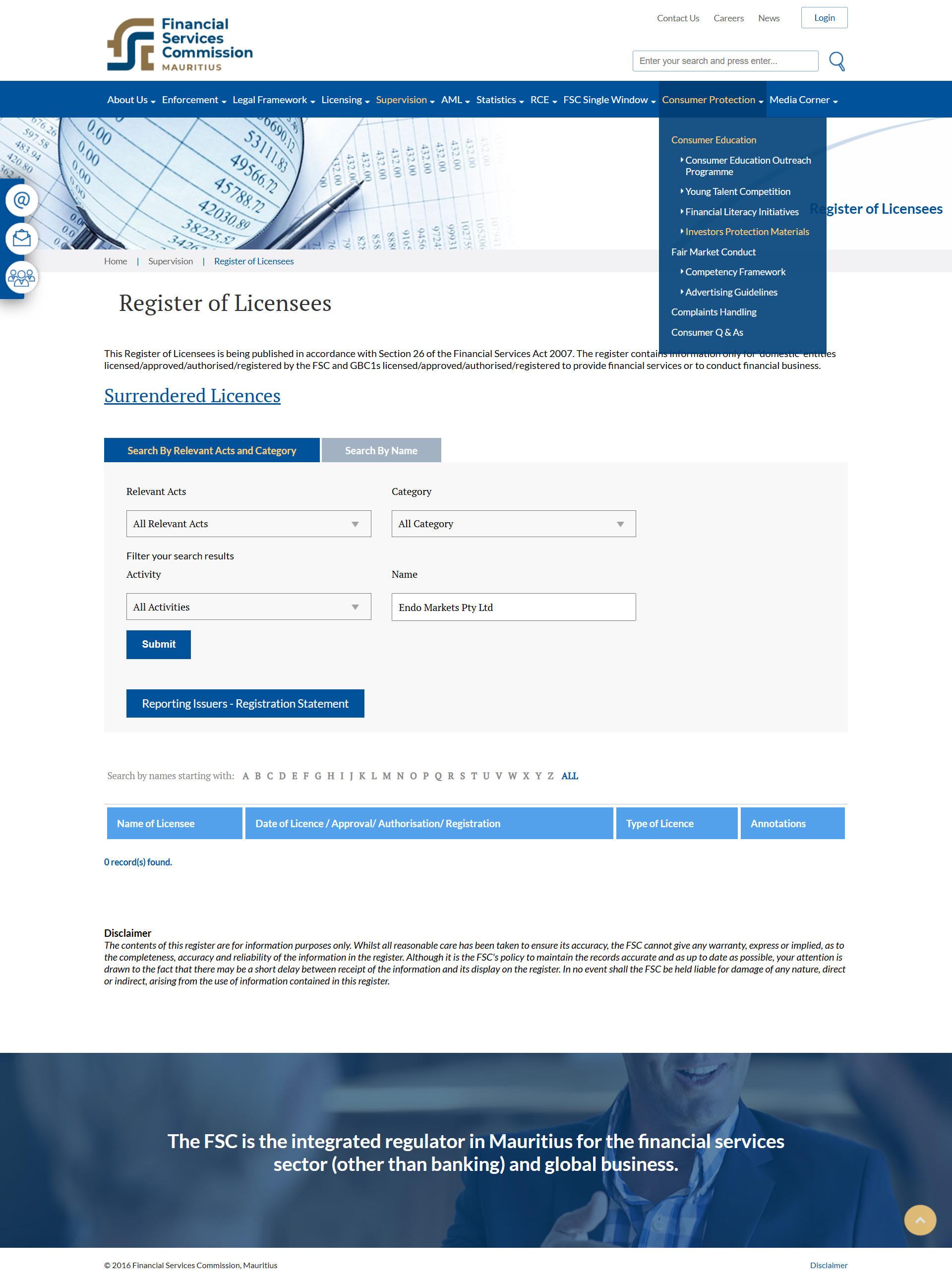 Financial Services Commission, Mauritius（FSC）Official Website