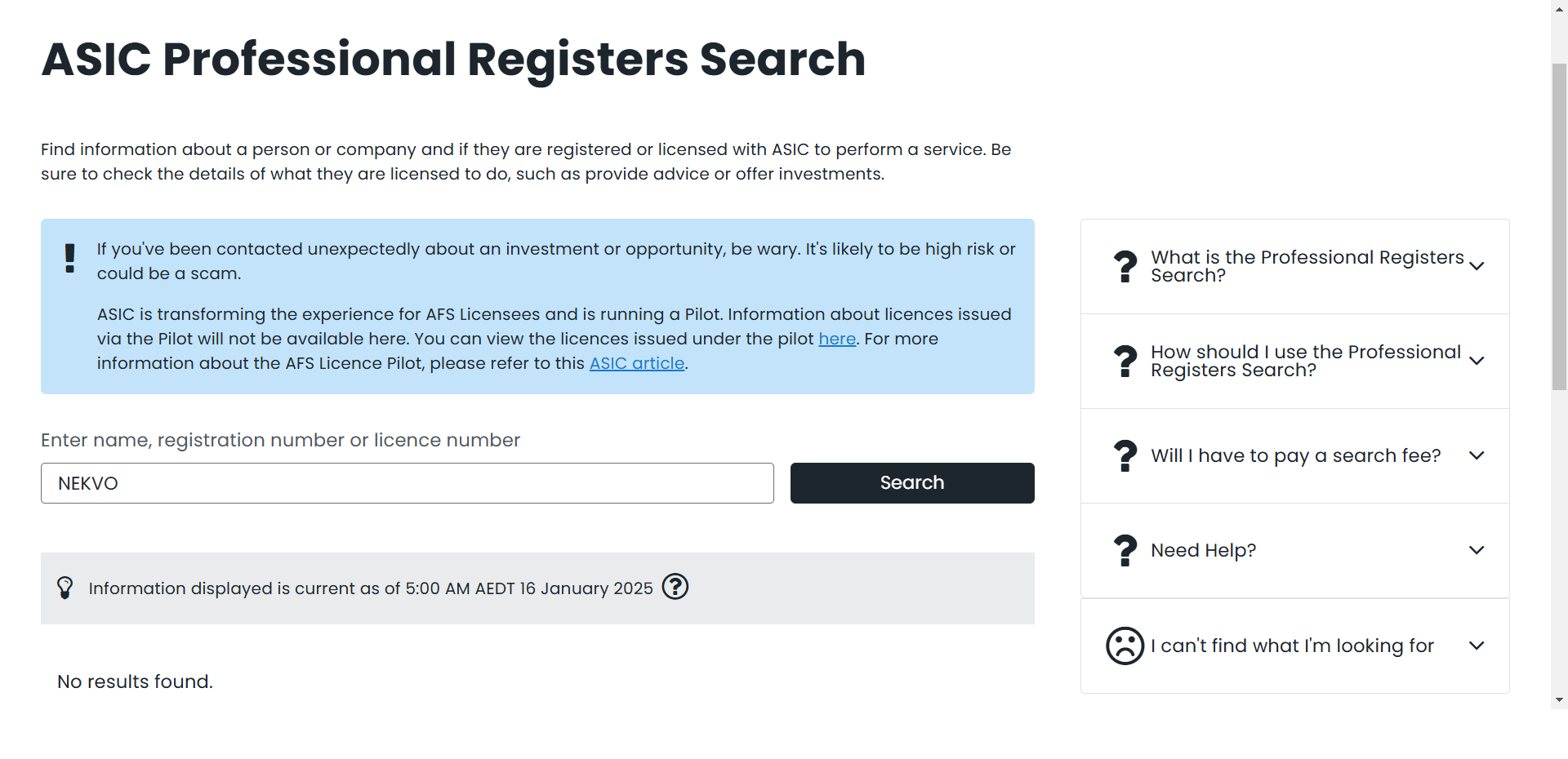 Australian Securities and Investments Commission(ASIC)Official Website