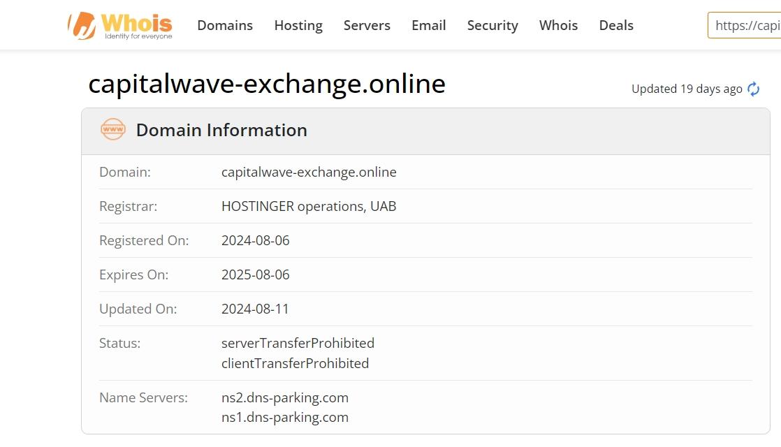 whois domain time of Capitalwaveexchange