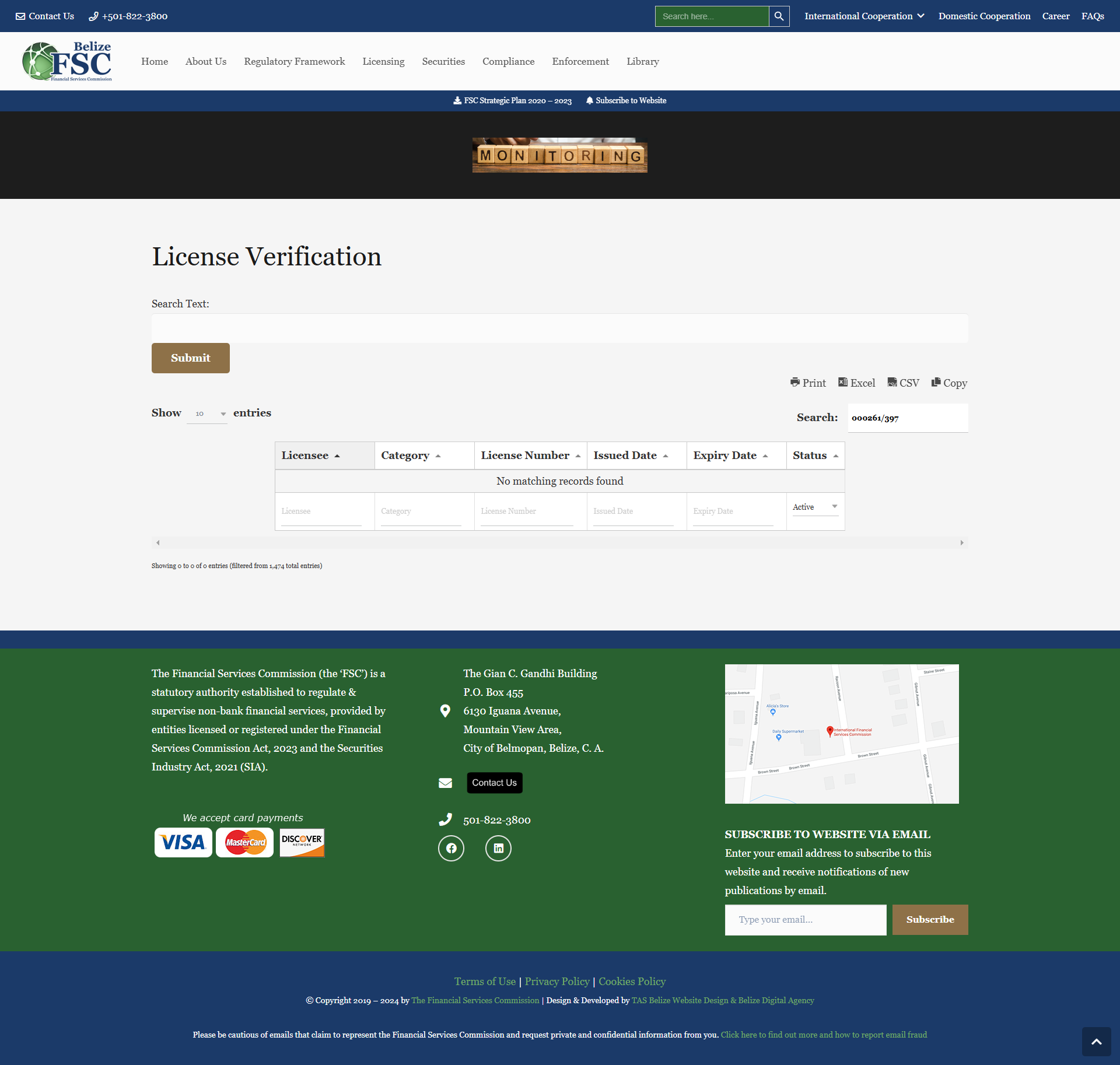 Belize Financial Services Commission Official Website