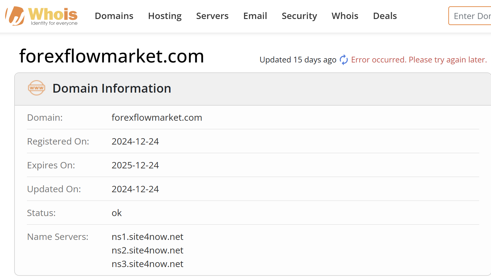 Whois search results