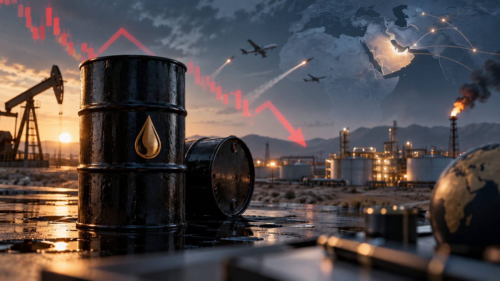 อุปทานน้ำมันตะวันออกกลางยังแข็งแกร่ง เบรนท์และ WTI ปรับตัวลง