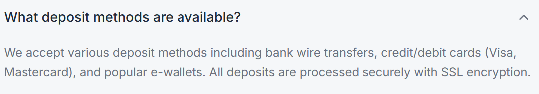 Deposit and Withdrawal Information