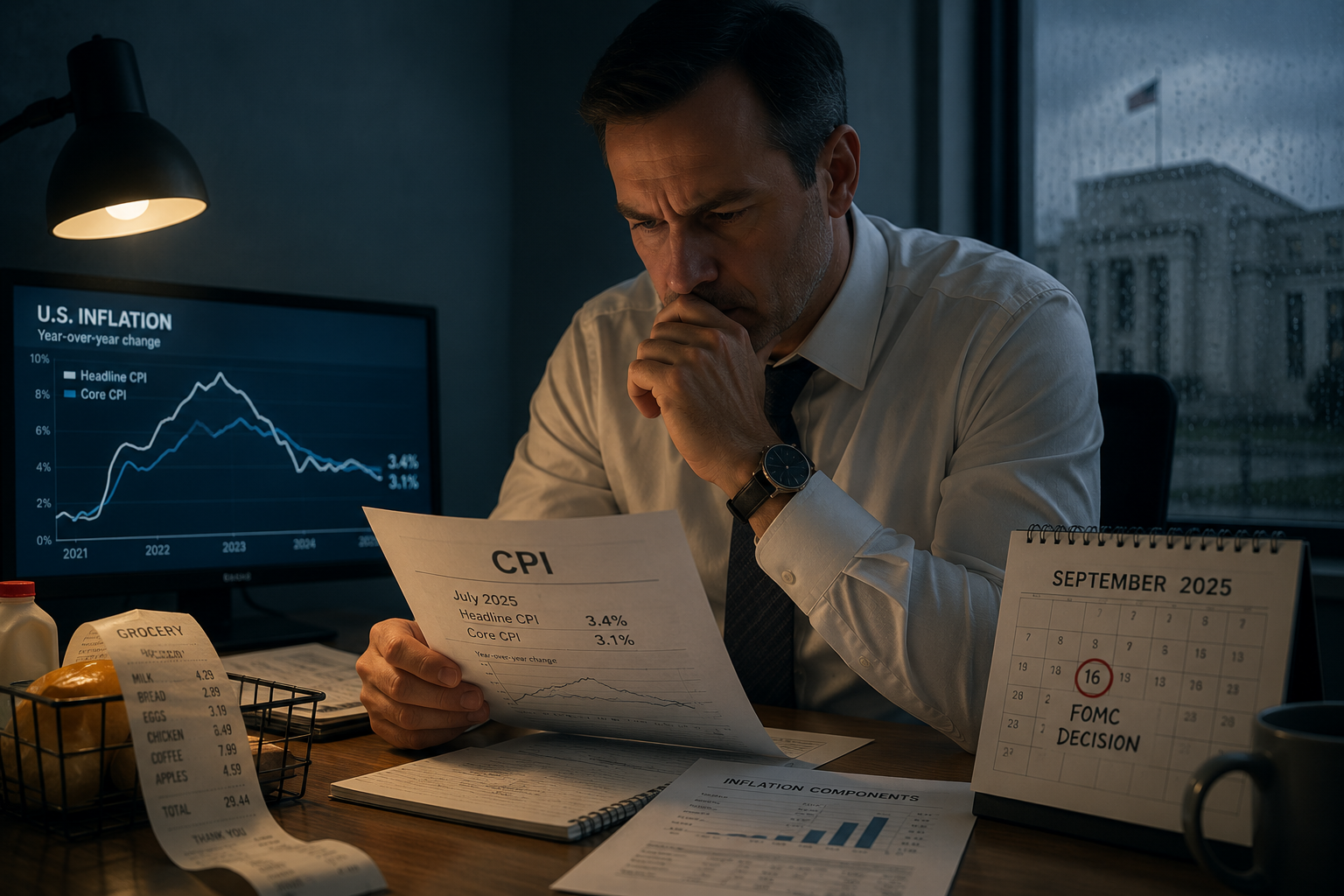 US July Inflation Holds at 3.4%, Core CPI Eases; Fed's September Hike Outlook Uncertain