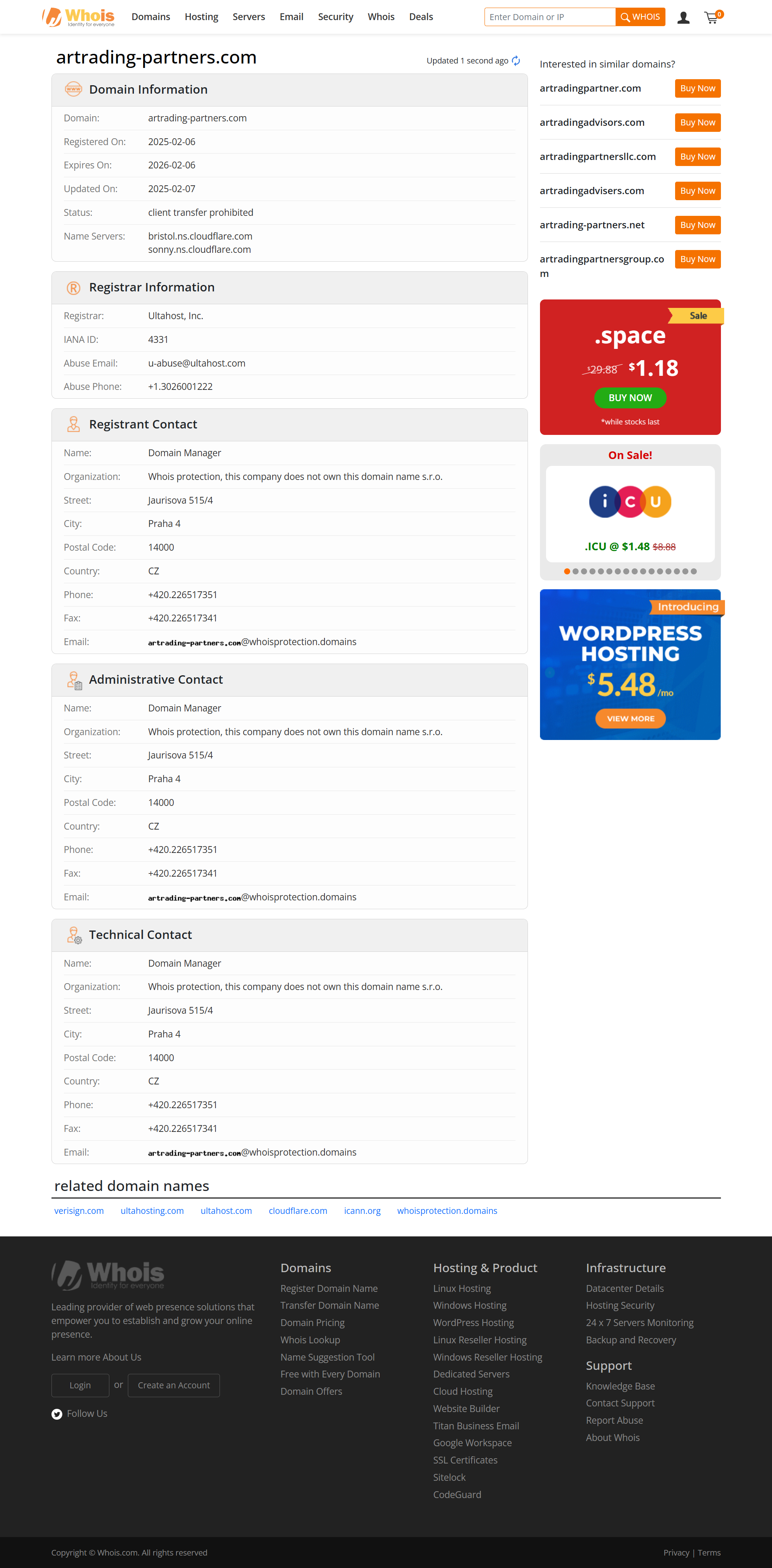 Whois lookup results