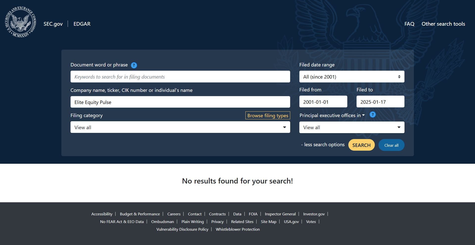 United States Securities and Exchange Commission（SEC）Official Website