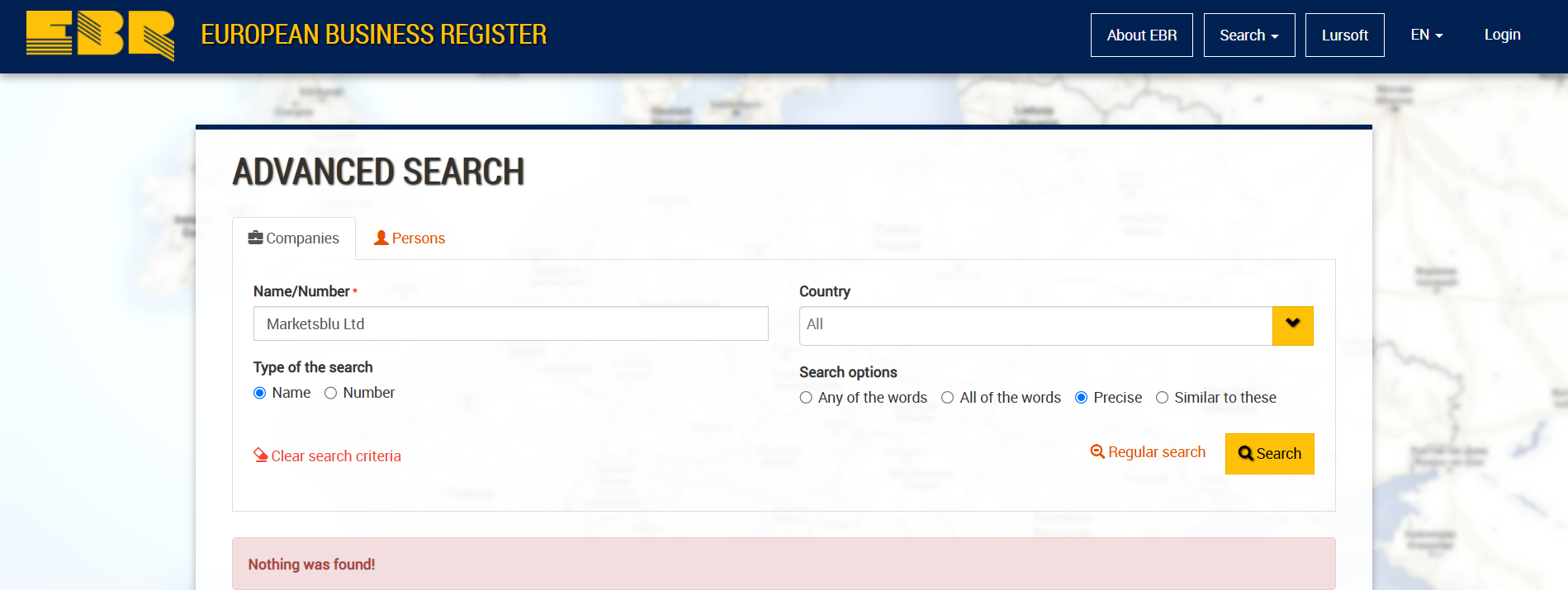 European Business register Official Website