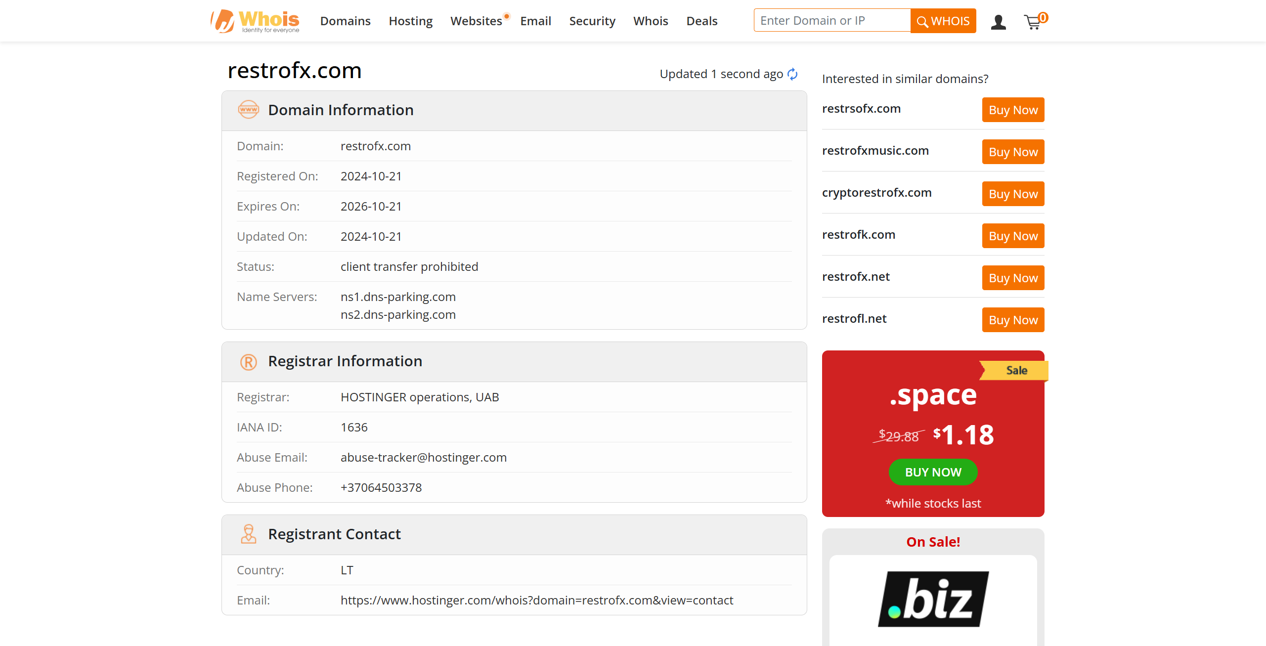 WHOIS domain registration time