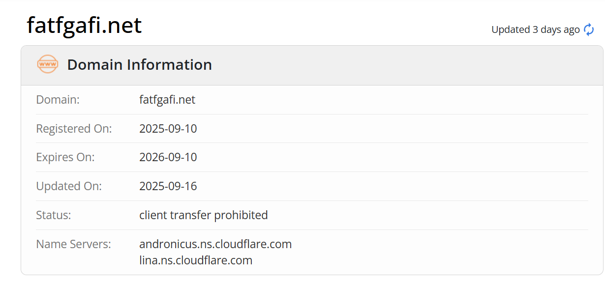 Domain name registration information