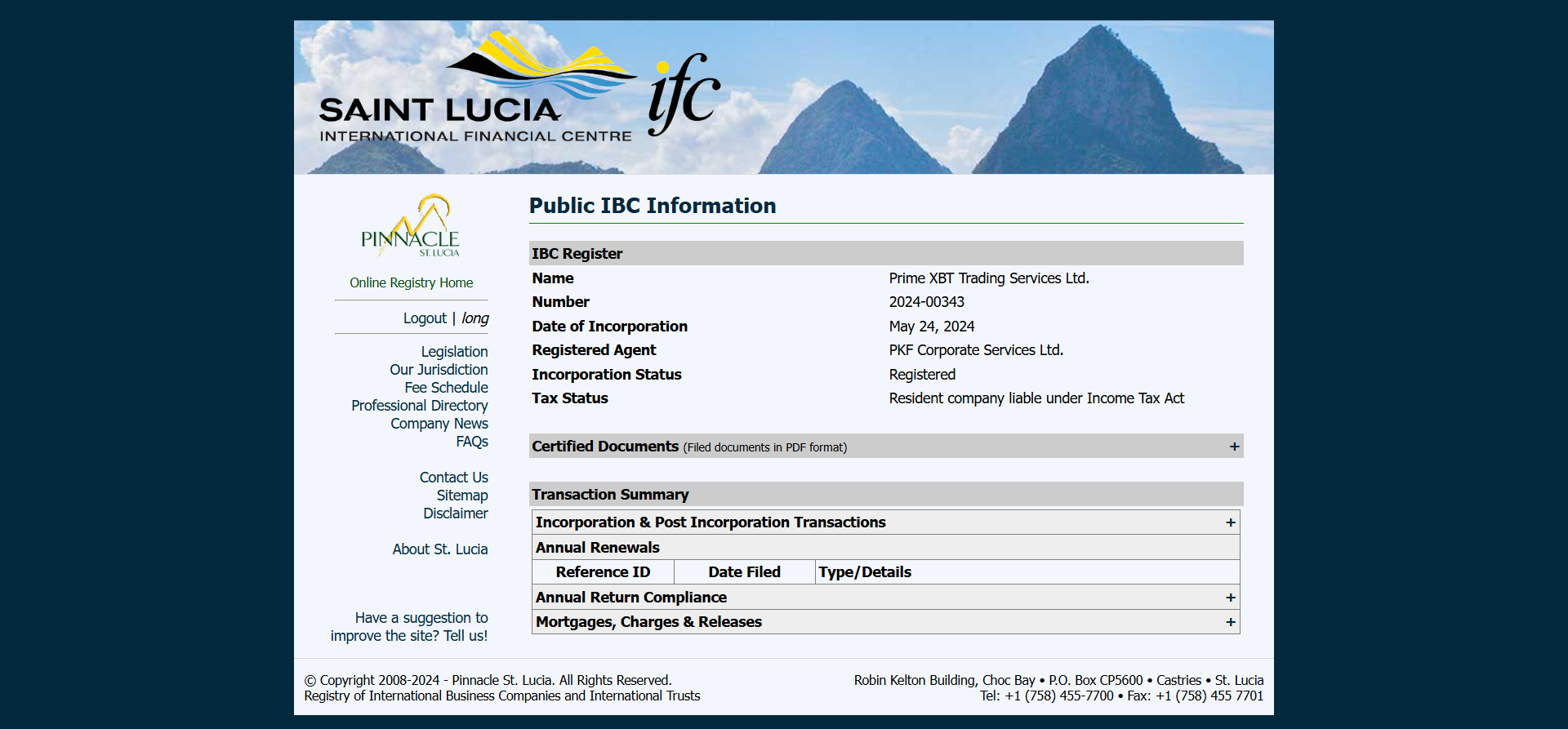 SAINT LUCIA INTERNATIONAL FINANCIAL CENTTRE（IFC）Official Website