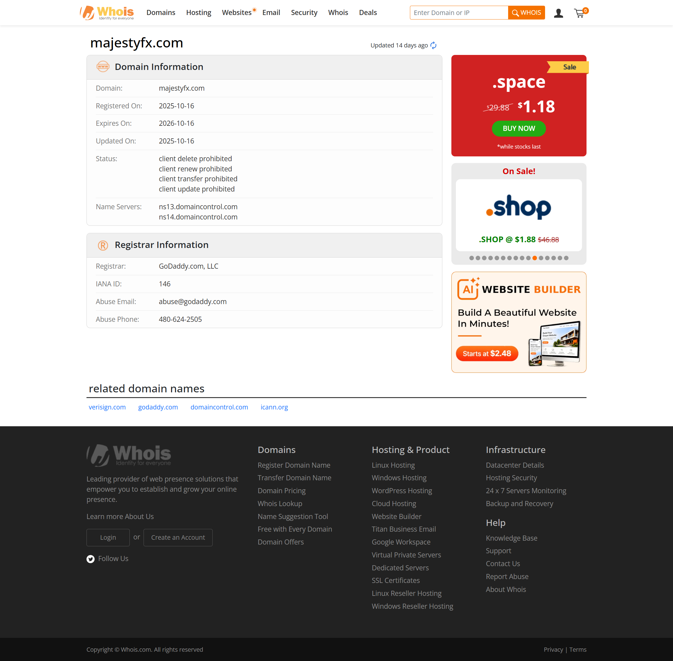 Whois domain registration time