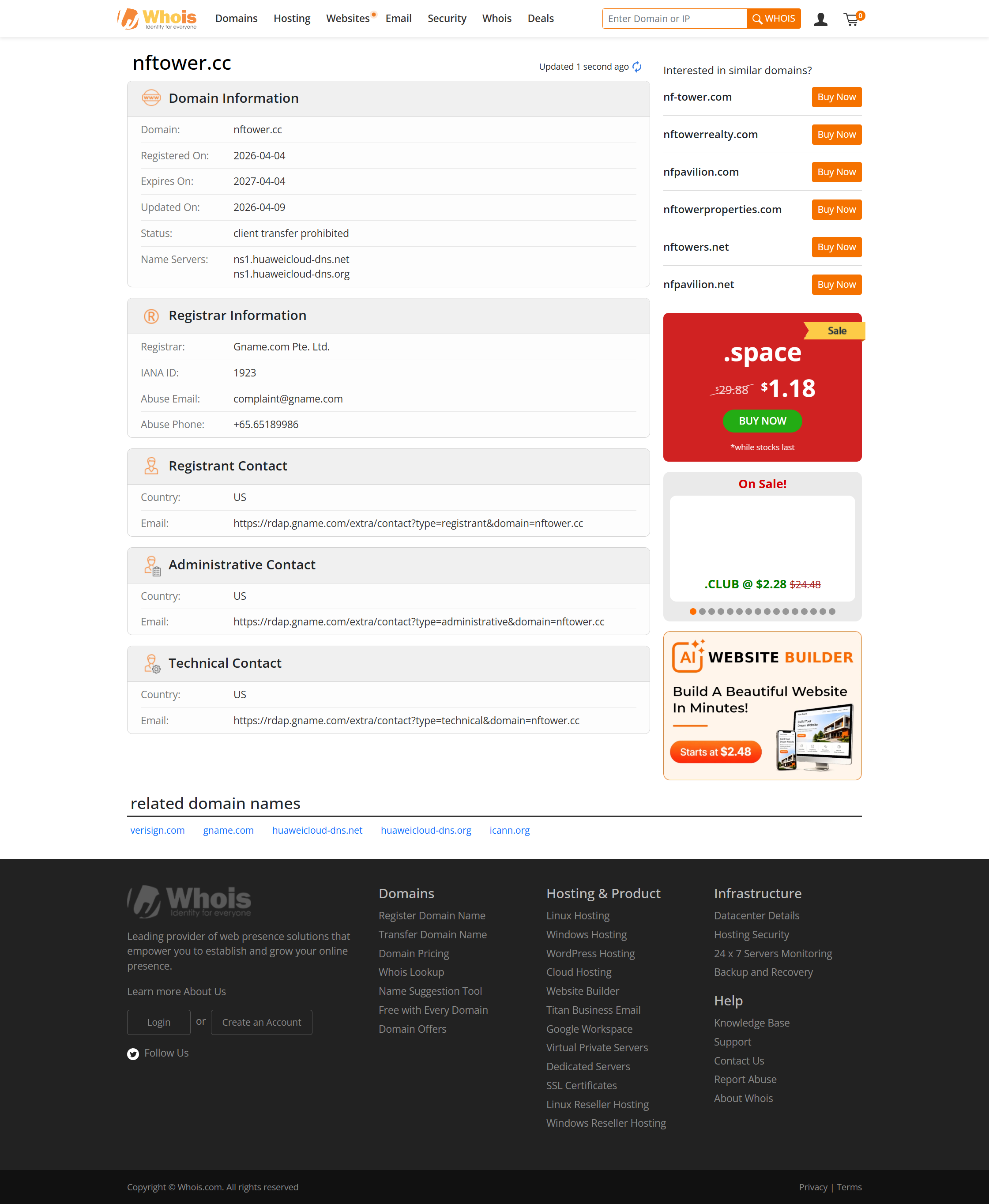 Whois domain registration time