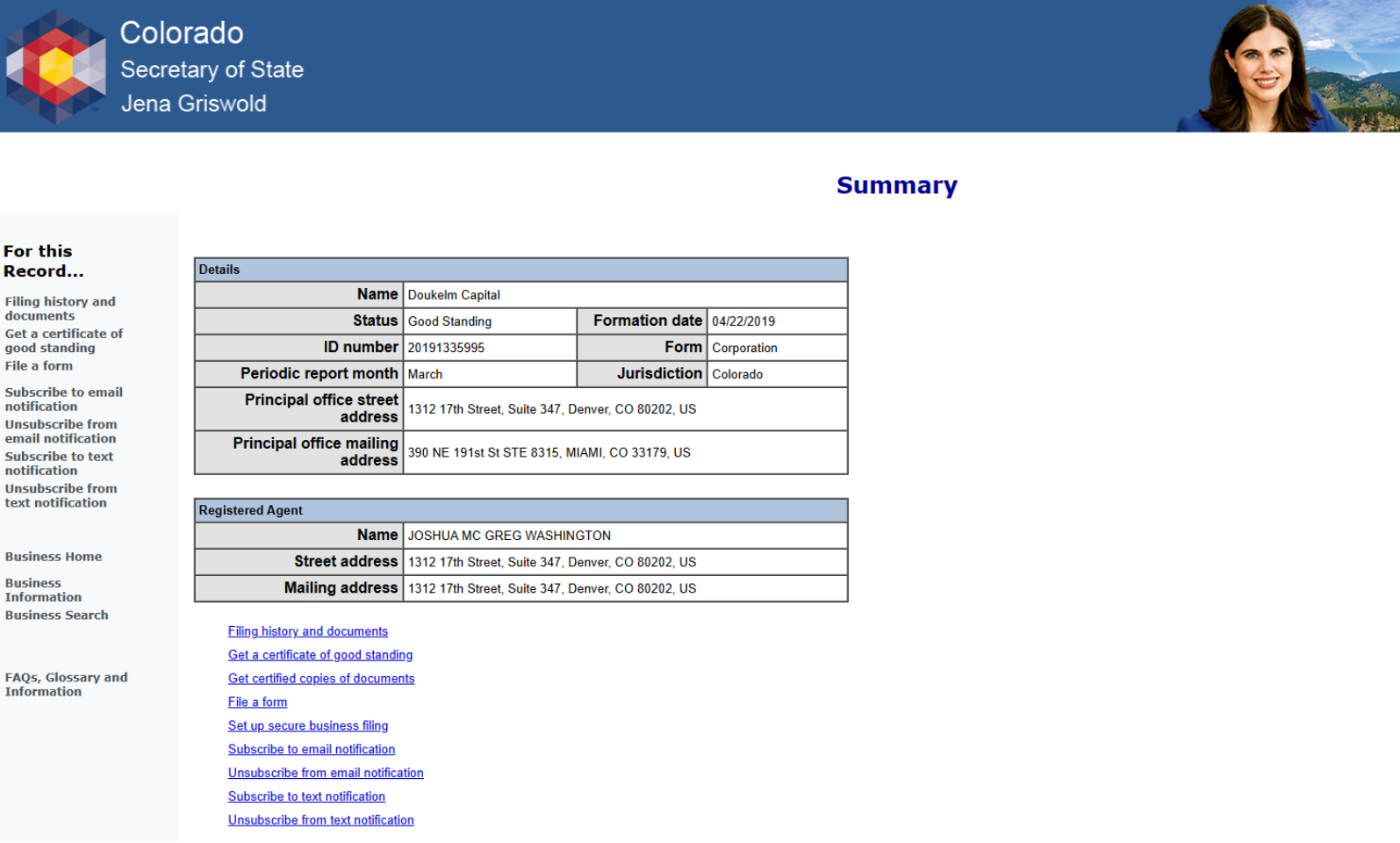 Registration information verification