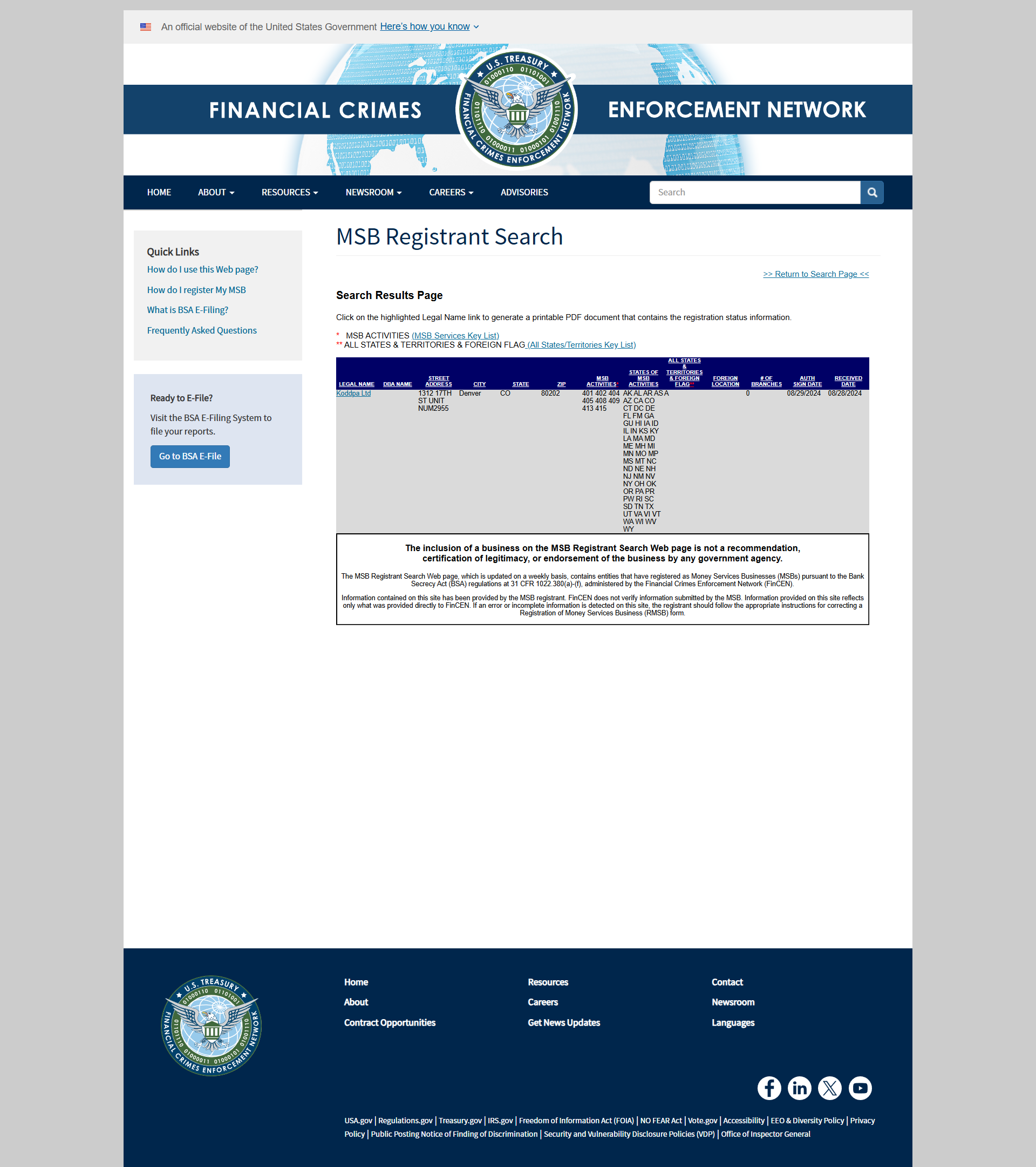 United States Financial Crimes Enforcement Network（FinCEN）