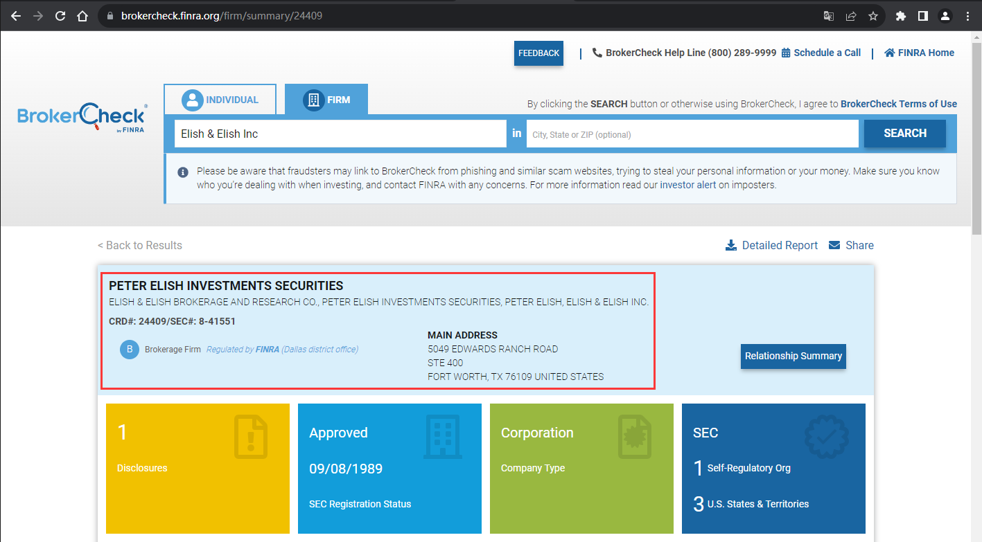 The official website shows the company's regulatory information query