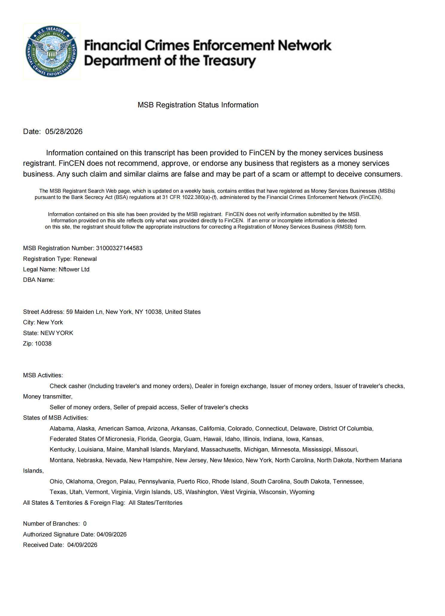 Regulatory Information Inquiry