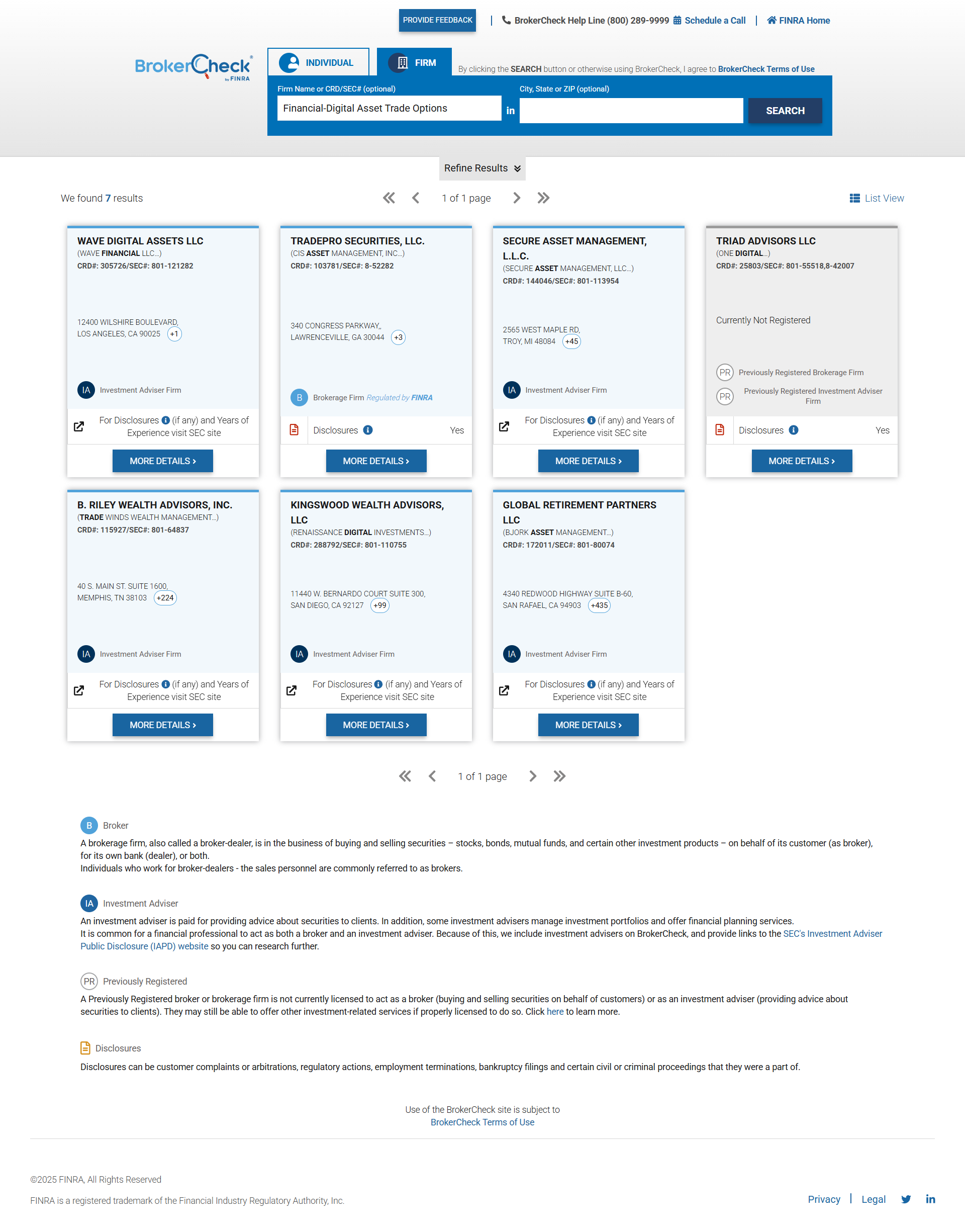 United States Financial Industry Regulatory Authority（FINRA）