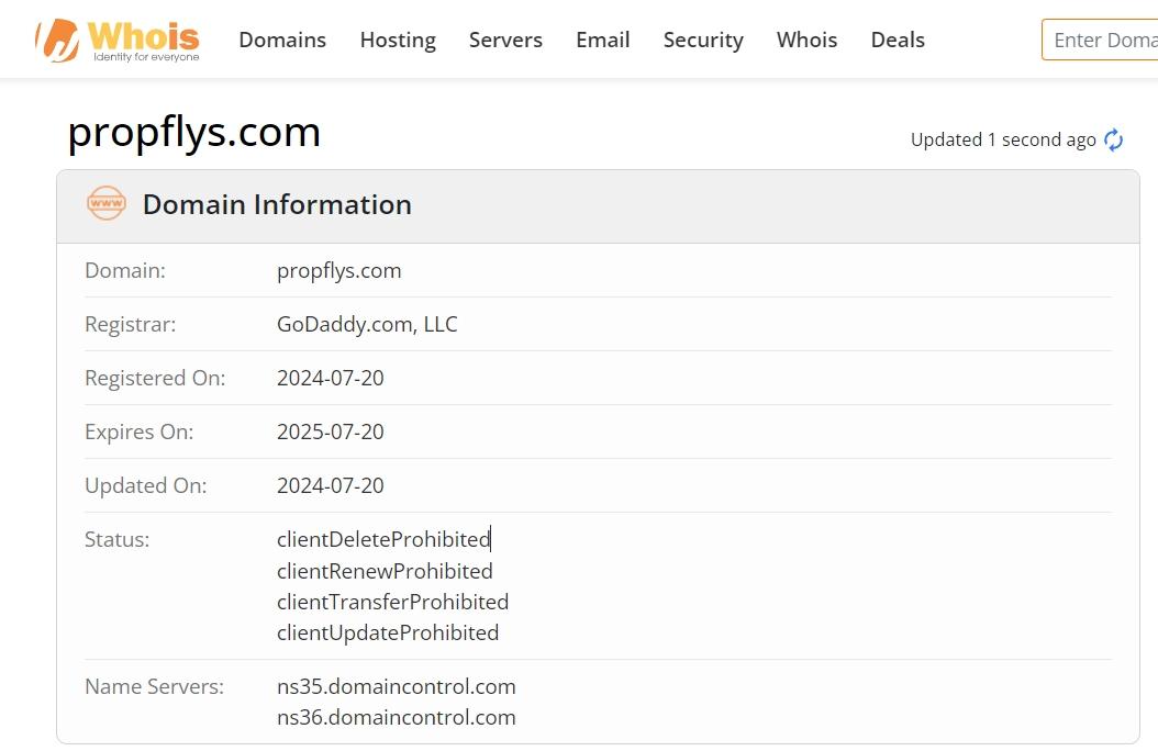 Propflys's domain time