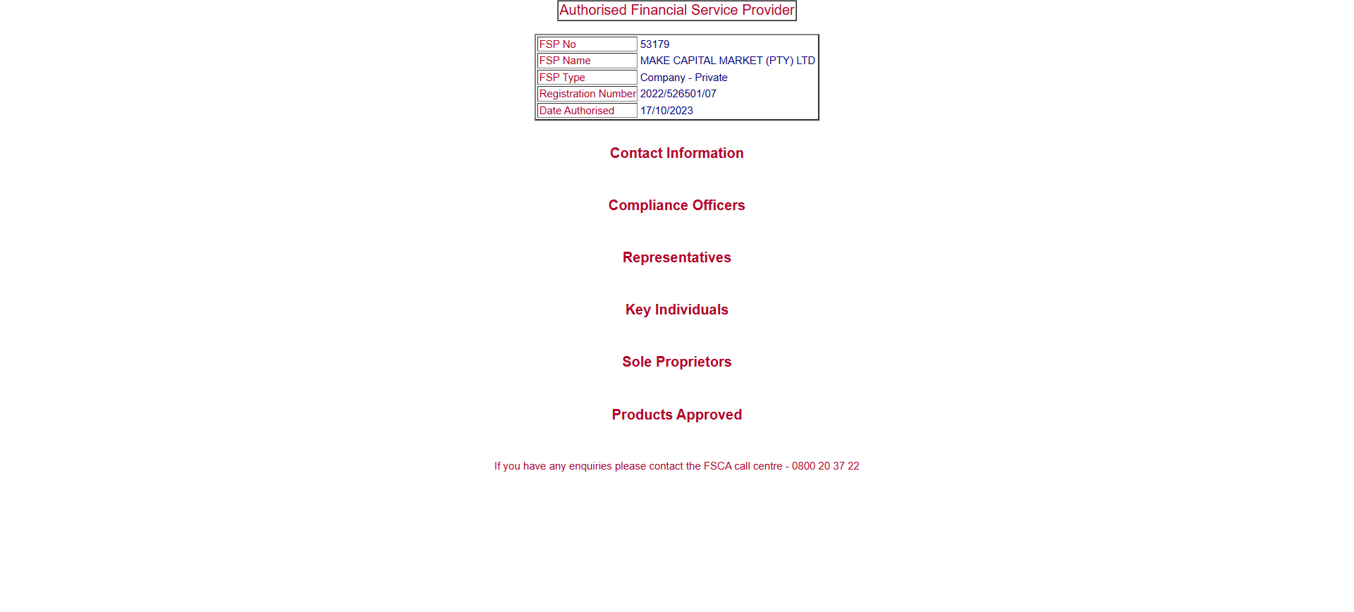 Financial Sector Conduct Authority (FSCA)