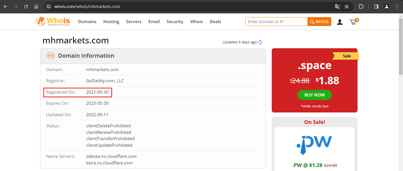 Official website domain name registration information Whois query