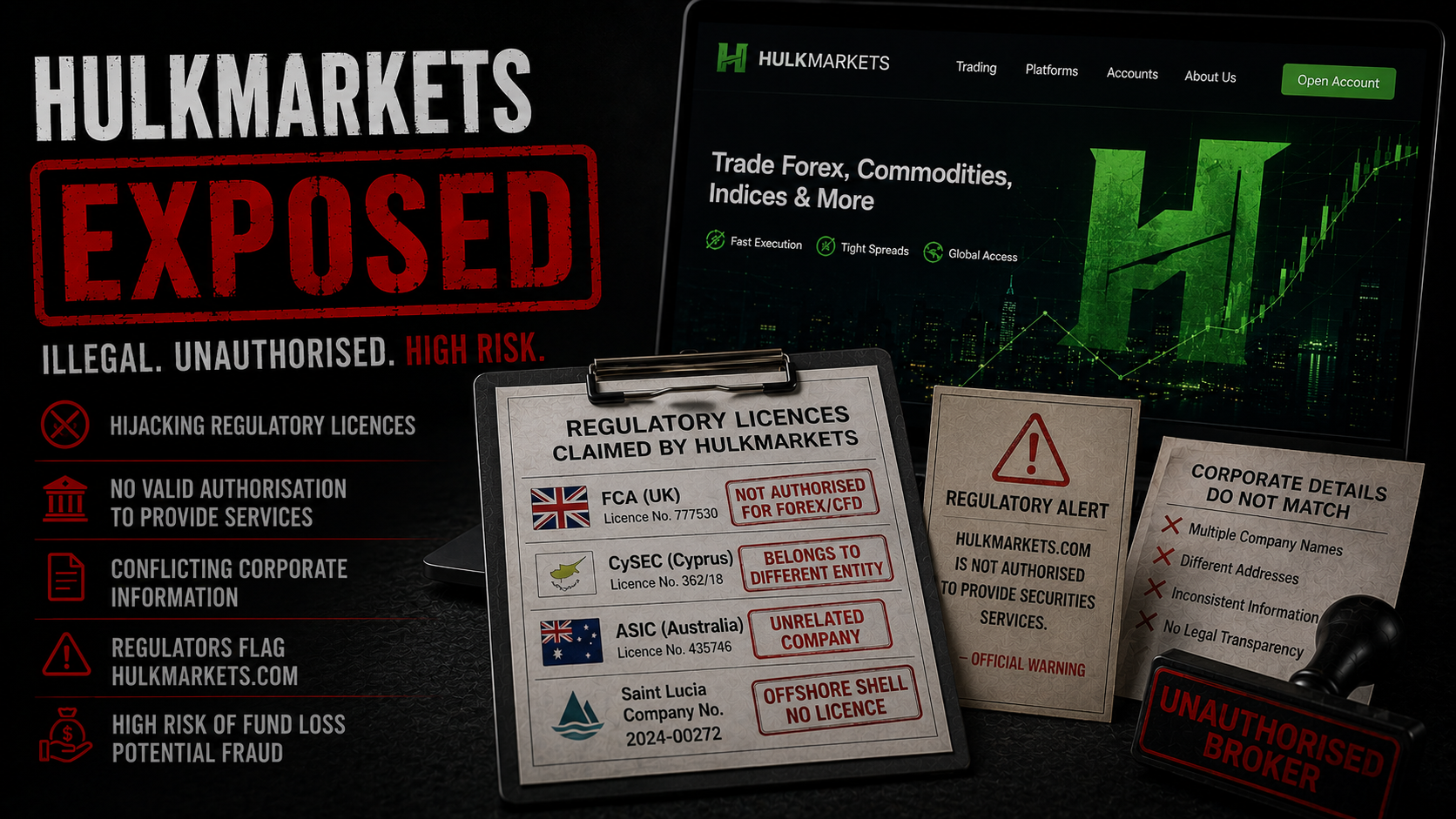 HulkMarkets 盗用其他平台牌照和注册号，被俄罗斯央行列入非法活动名单
