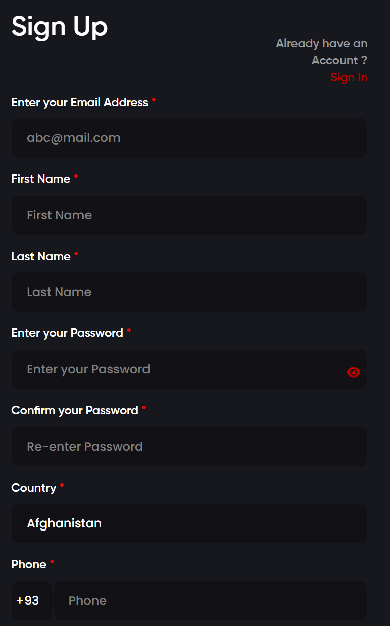 Registration Form Information