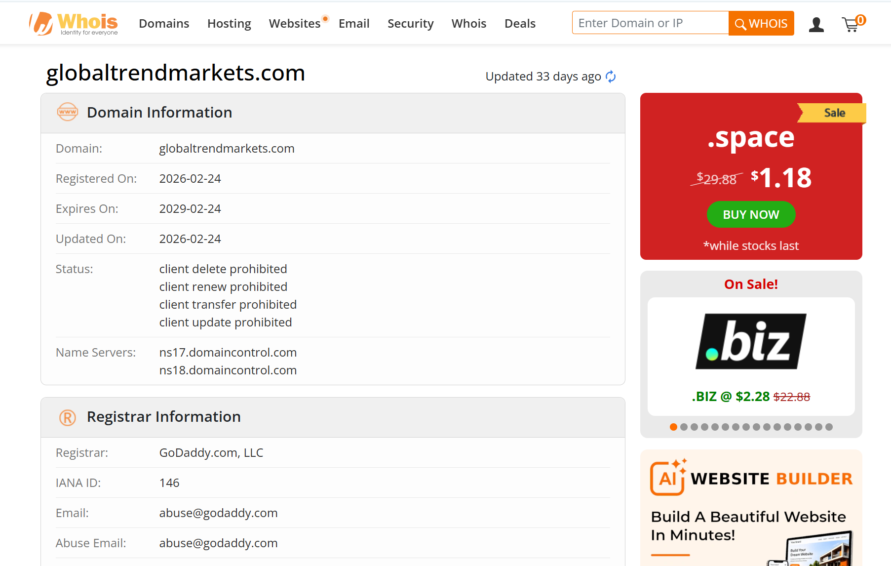 WHOIS domain registration date